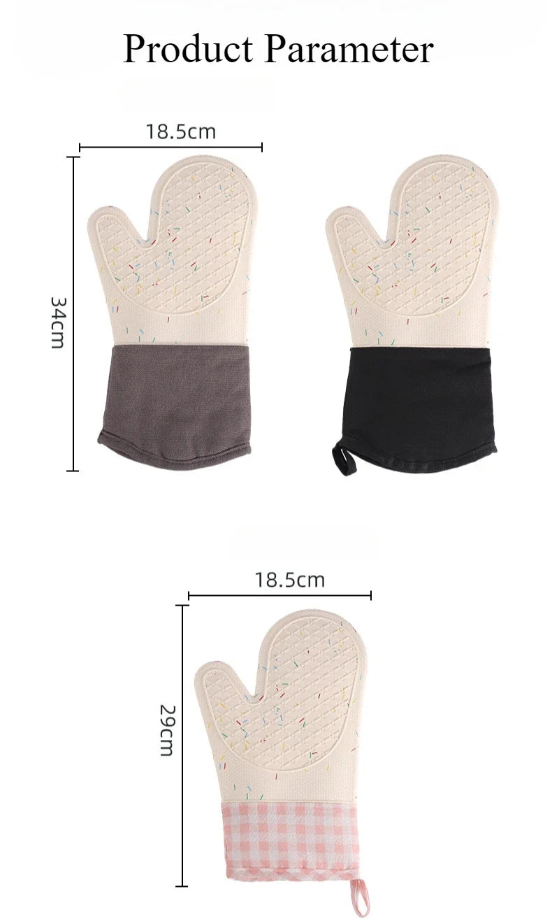 Heat-Resistant Silicone Oven Gloves – Anti-Scalding Baking Mitt