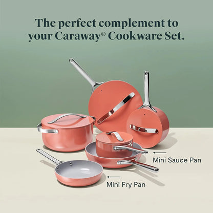 Caraway Mini Cookware Set Non-Stick Ceramic Fry Pan (1.05 Qt, 8") & Sauce Pan (1.75 Qt) Non Toxic PTFE & PFOA Free Perracotta