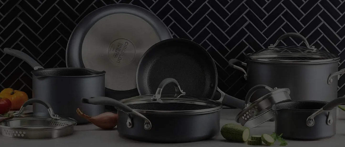 9-Piece Nonstick Induction Cookware Set with Scratch Defense Technology – Graphite Pots & Pans Set