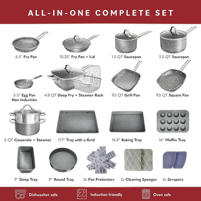 Home Hero 23-Piece Non-Stick Pots and Pans Set – Induction Compatible Kitchen Cookware Set