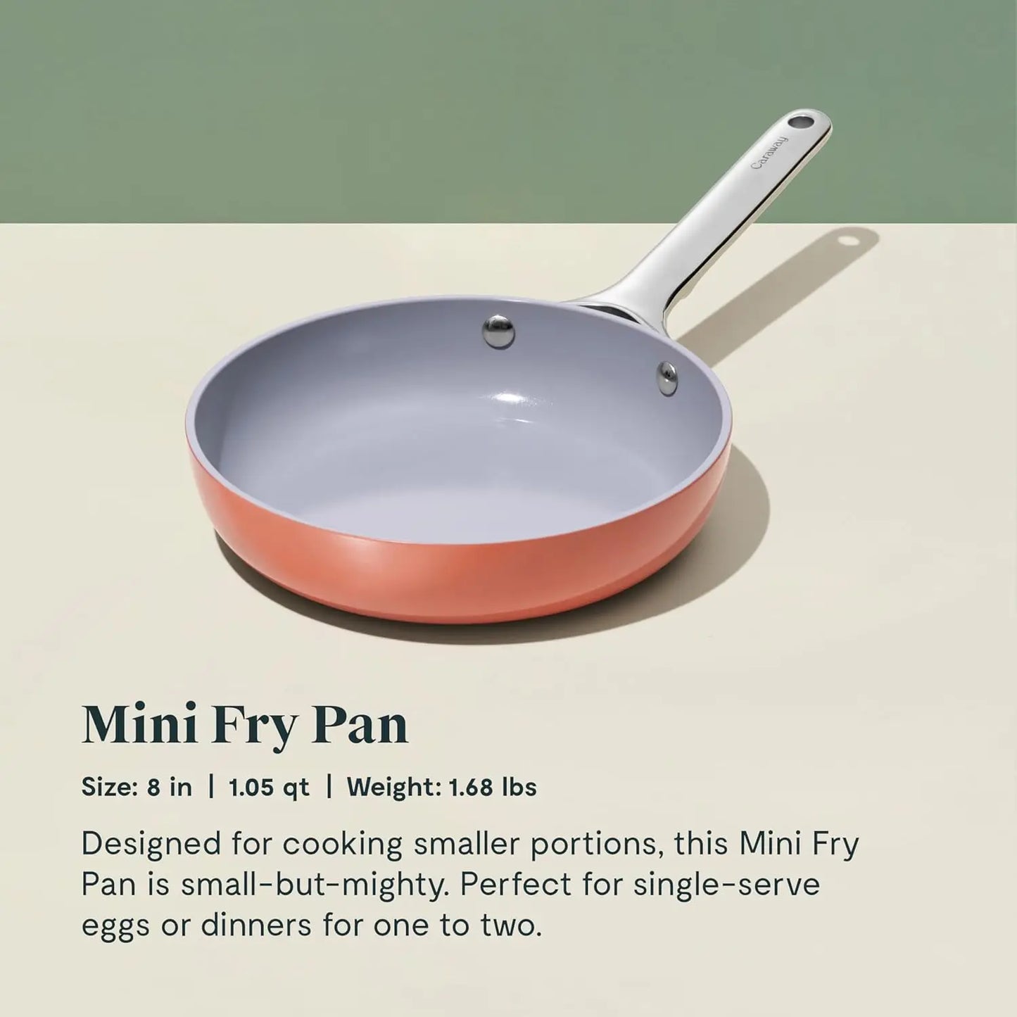 Caraway Mini Cookware Set Non-Stick Ceramic Fry Pan (1.05 Qt, 8") & Sauce Pan (1.75 Qt) Non Toxic PTFE & PFOA Free Perracotta