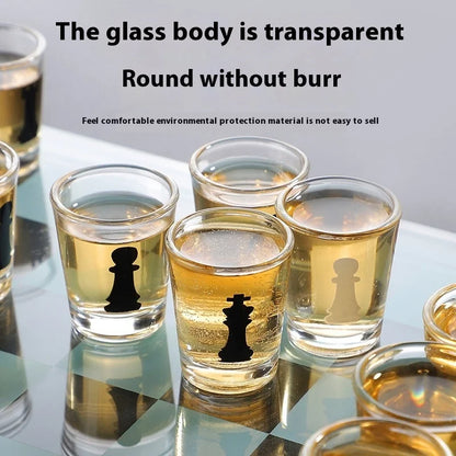 Transparent Glass Wine Glass Set with Bar Drinking Game, Whiskey & Cocktail Glasses, Tequila Chessboard Set