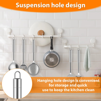 5-Piece Stainless Steel Kitchen Cooking Utensils Set | Heavy-Duty Reusable Spoons, Spatula, and Strainer
