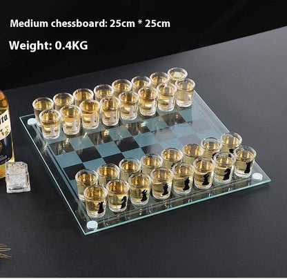 Transparent Glass Wine Glass Set with Bar Drinking Game, Whiskey & Cocktail Glasses, Tequila Chessboard Set