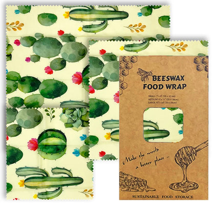 3 PCS Reusable Beeswax Food Wrap – Eco-Friendly Packaging for Cheese, Fruits, Vegetables, and More