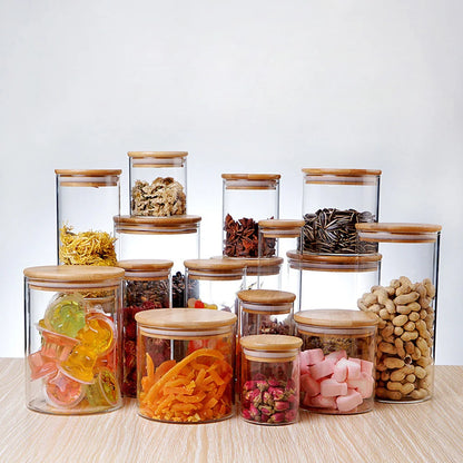 Glass Jars with Lids – Airtight Food Storage Containers for Tea, Spices, and More