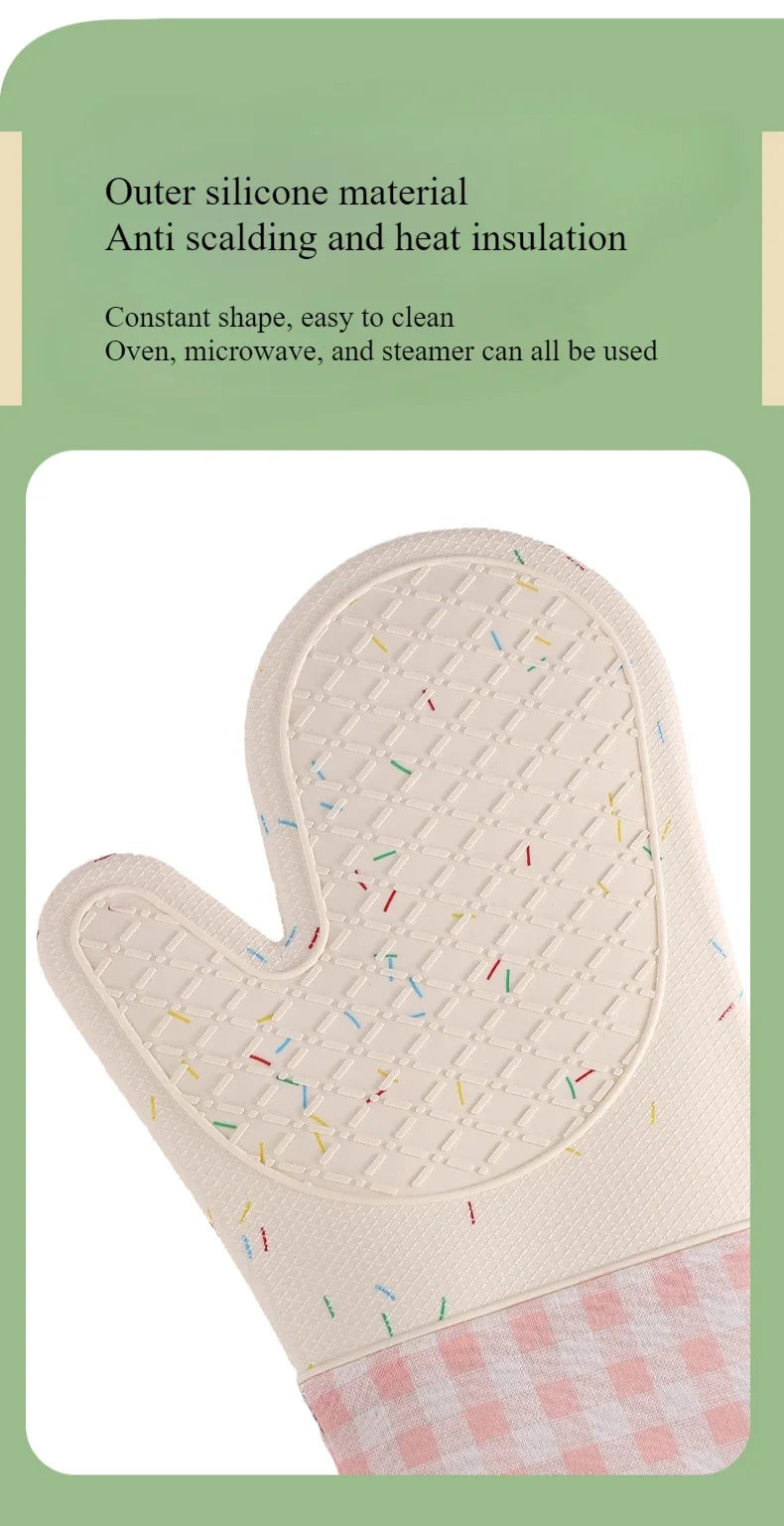 Heat-Resistant Silicone Oven Gloves – Anti-Scalding Baking Mitt