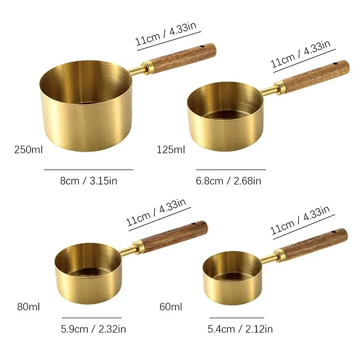 4-Piece Stainless Steel Measuring Cups and Spoons Set | Durable Kitchen Measuring Tools for Accurate Cooking