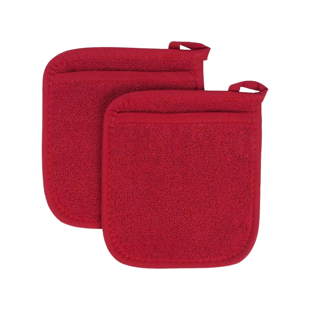 3-in-1 Cotton Terry Oven Mitts & Potholder Set – Heat-Resistant Kitchen Gloves