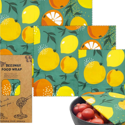 3 PCS Reusable Beeswax Food Wrap – Eco-Friendly Packaging for Cheese, Fruits, Vegetables, and More