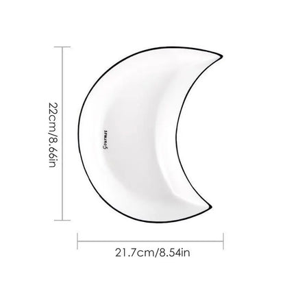5-Piece Moon-Shaped Ceramic Dinner Plate Set – Elegant Serving Dishes