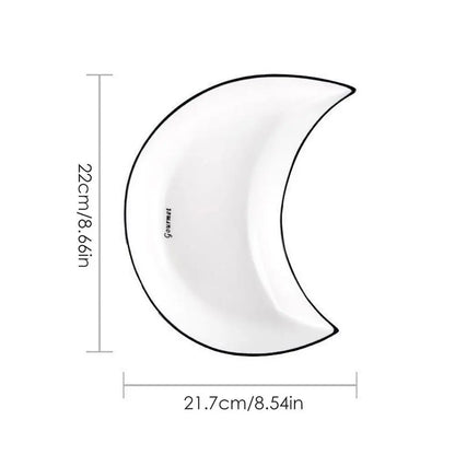5-Piece Moon-Shaped Ceramic Dinner Plate Set – Elegant Serving Dishes