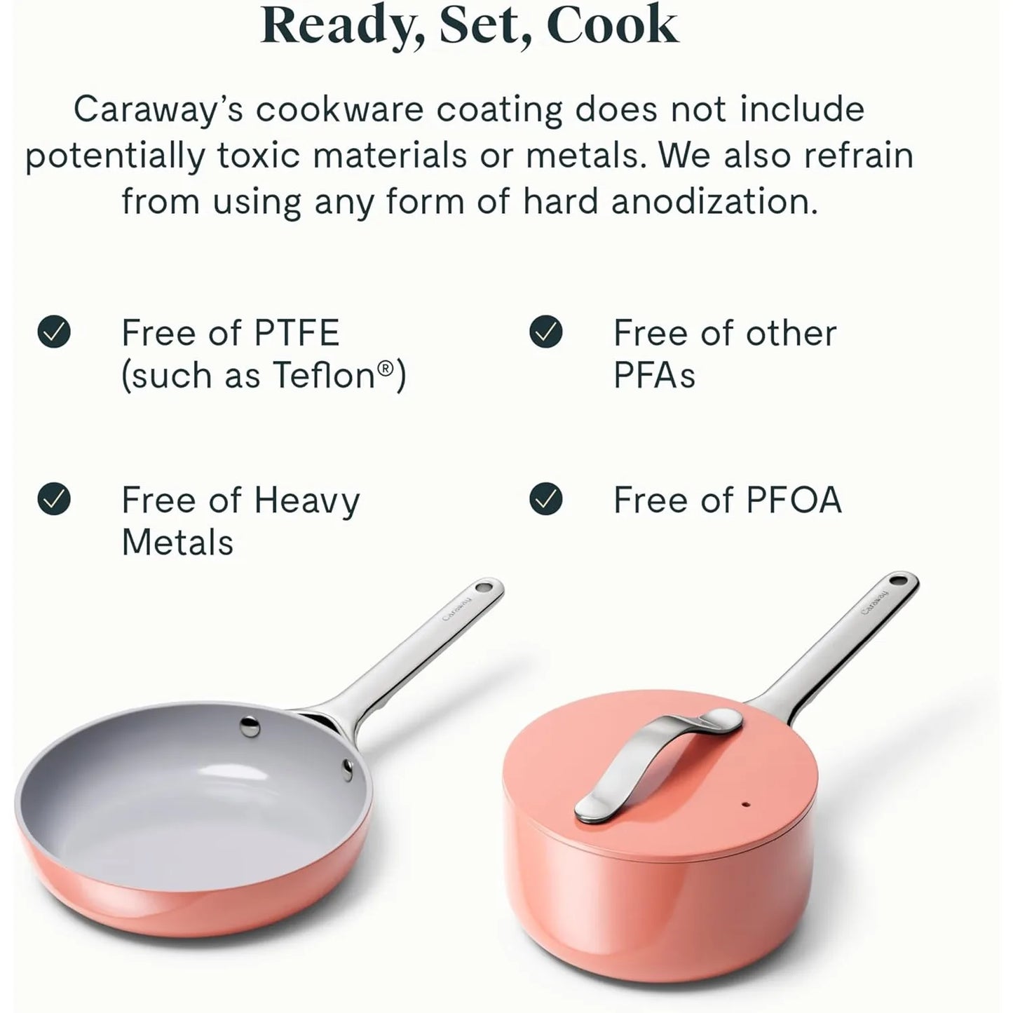 Caraway Mini Cookware Set Non-Stick Ceramic Fry Pan (1.05 Qt, 8") & Sauce Pan (1.75 Qt) Non Toxic PTFE & PFOA Free Perracotta