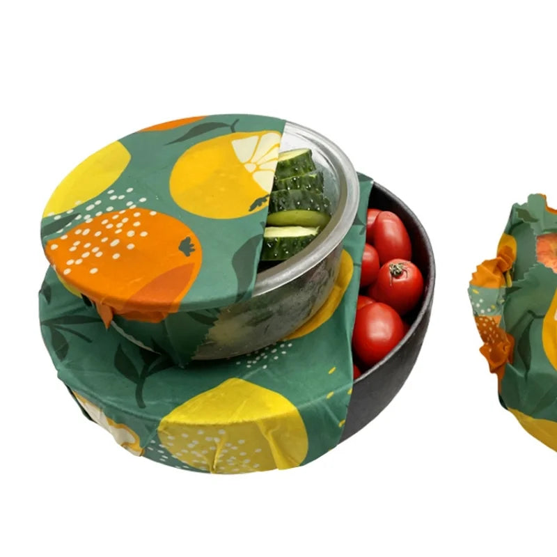 3 PCS Reusable Beeswax Food Wrap – Eco-Friendly Packaging for Cheese, Fruits, Vegetables, and More