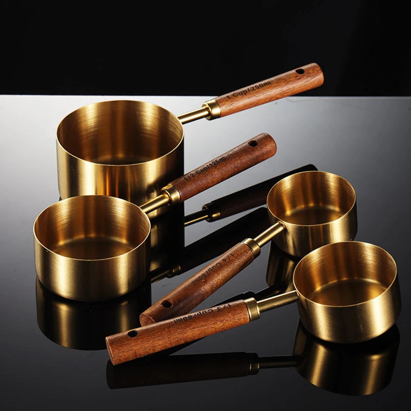 4-Piece Stainless Steel Measuring Cups and Spoons Set | Durable Kitchen Measuring Tools for Accurate Cooking