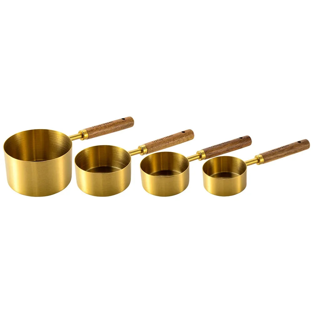 4-Piece Stainless Steel Measuring Cups and Spoons Set | Durable Kitchen Measuring Tools for Accurate Cooking