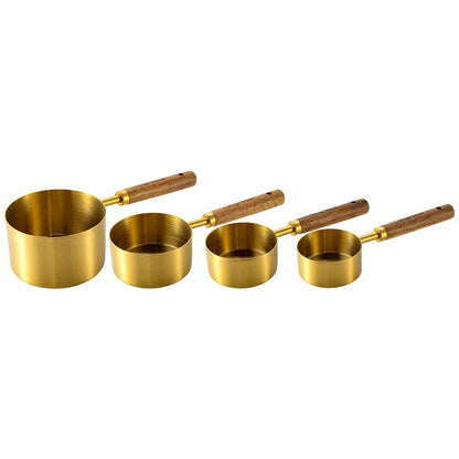 4-Piece Stainless Steel Measuring Cups and Spoons Set | Durable Kitchen Measuring Tools for Accurate Cooking