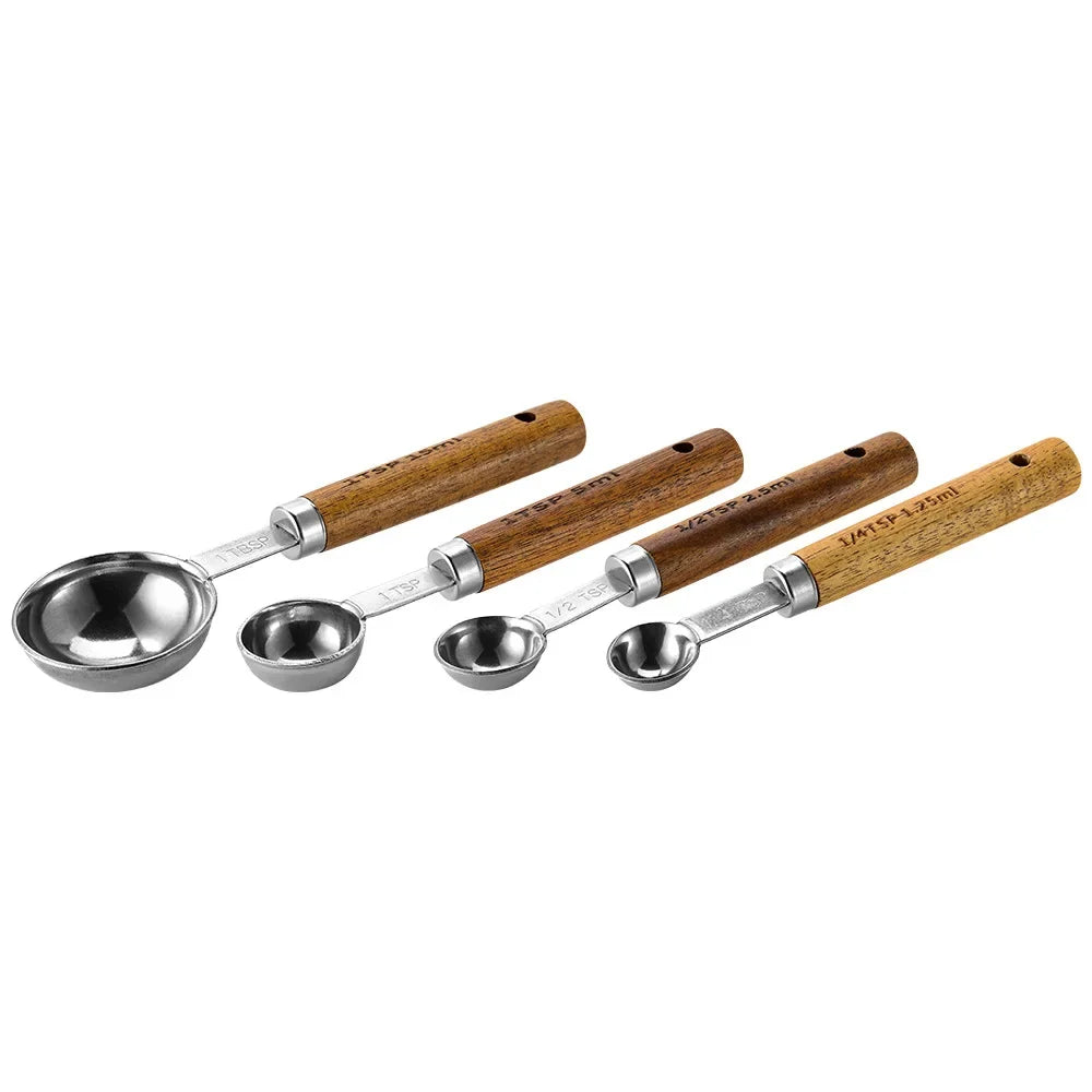 4-Piece Stainless Steel Measuring Cups and Spoons Set | Durable Kitchen Measuring Tools for Accurate Cooking