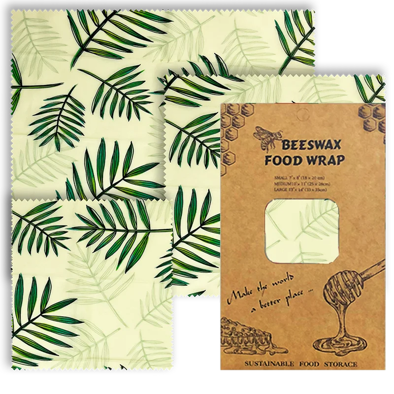 3 PCS Reusable Beeswax Food Wrap – Eco-Friendly Packaging for Cheese, Fruits, Vegetables, and More