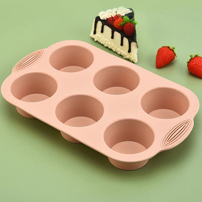 6-Cup Round Silicone Muffin Mold Cup Baking Tools