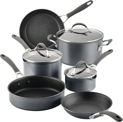 9-Piece Nonstick Induction Cookware Set with Scratch Defense Technology – Graphite Pots & Pans Set