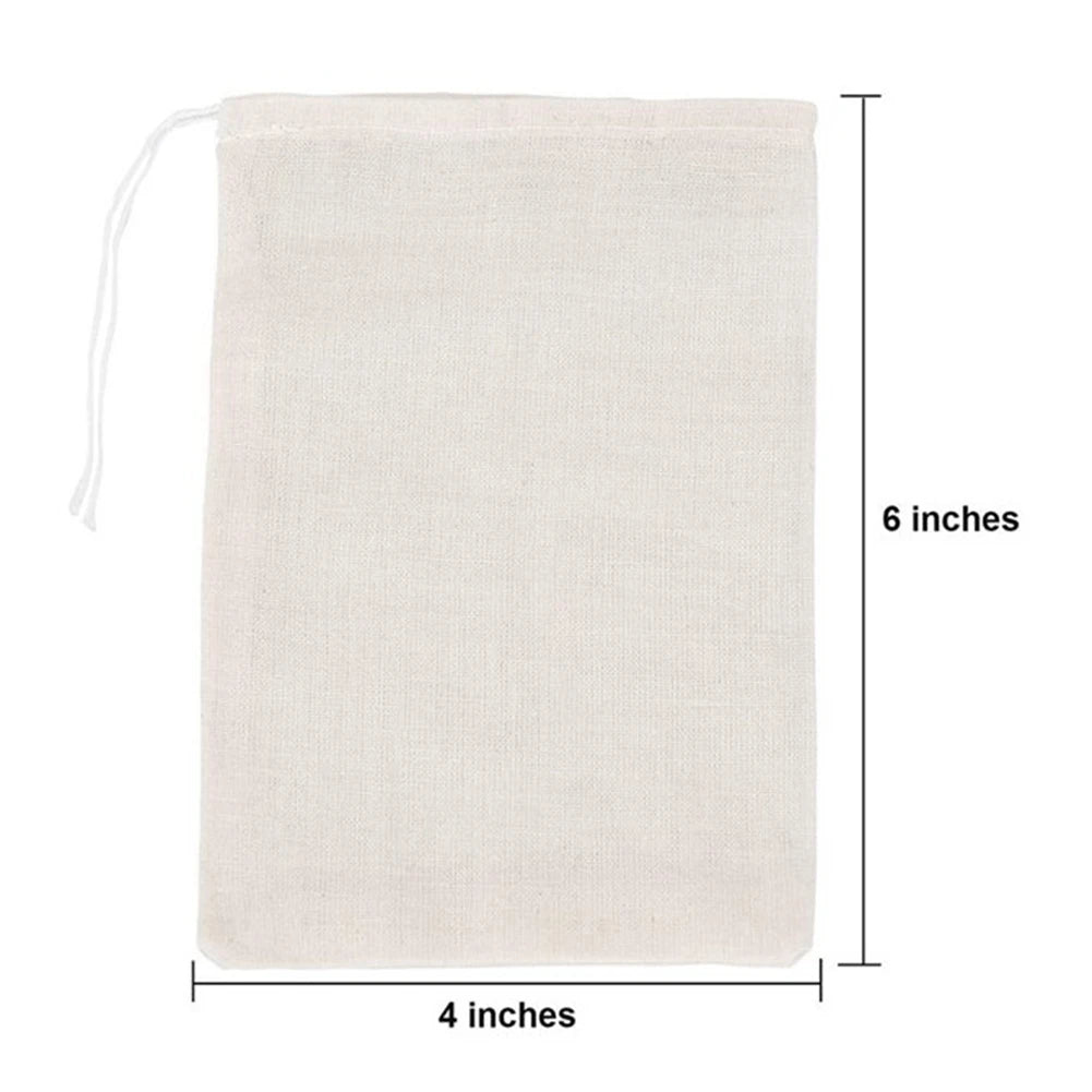 50-Pack Cotton Muslin Drawstring Bags – 4x6 Inches, Multi-Purpose for Tea, Spices & Herbs