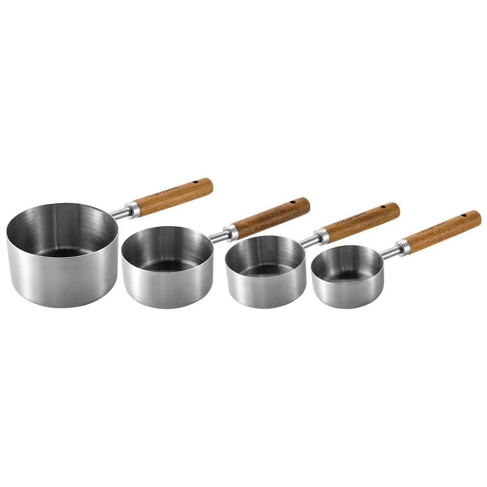 4-Piece Stainless Steel Measuring Cups and Spoons Set | Durable Kitchen Measuring Tools for Accurate Cooking