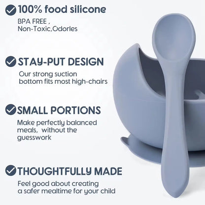 2PC Silicone Sucker Bowl Set – Baby Feeding Tableware for Infants and Toddlers, Learning to Eat Bowls with Suction for Baby Supplementary Foods