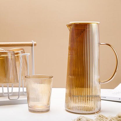 Elegant Stripe Glass Pitcher - 1.2L with Stainless Steel Lid