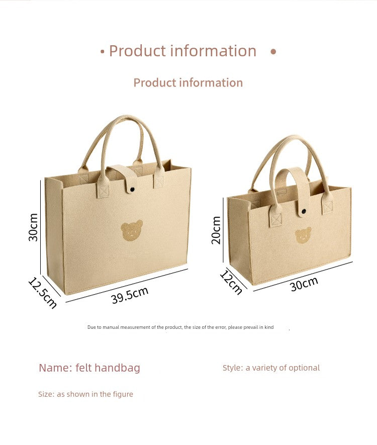 Large-Capacity Felt Shopping Bag – Reusable Shoulder Tote for Groceries, Gifts, and Everyday Use