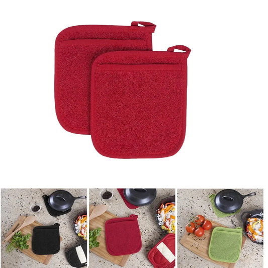 3-in-1 Cotton Terry Oven Mitts & Potholder Set – Heat-Resistant Kitchen Gloves