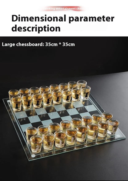 Transparent Glass Wine Glass Set with Bar Drinking Game, Whiskey & Cocktail Glasses, Tequila Chessboard Set