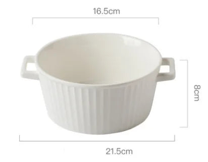 Nordic Ceramic Soup Bowl with Lid – Porcelain Baking Dish