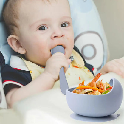 2PC Silicone Sucker Bowl Set – Baby Feeding Tableware for Infants and Toddlers, Learning to Eat Bowls with Suction for Baby Supplementary Foods